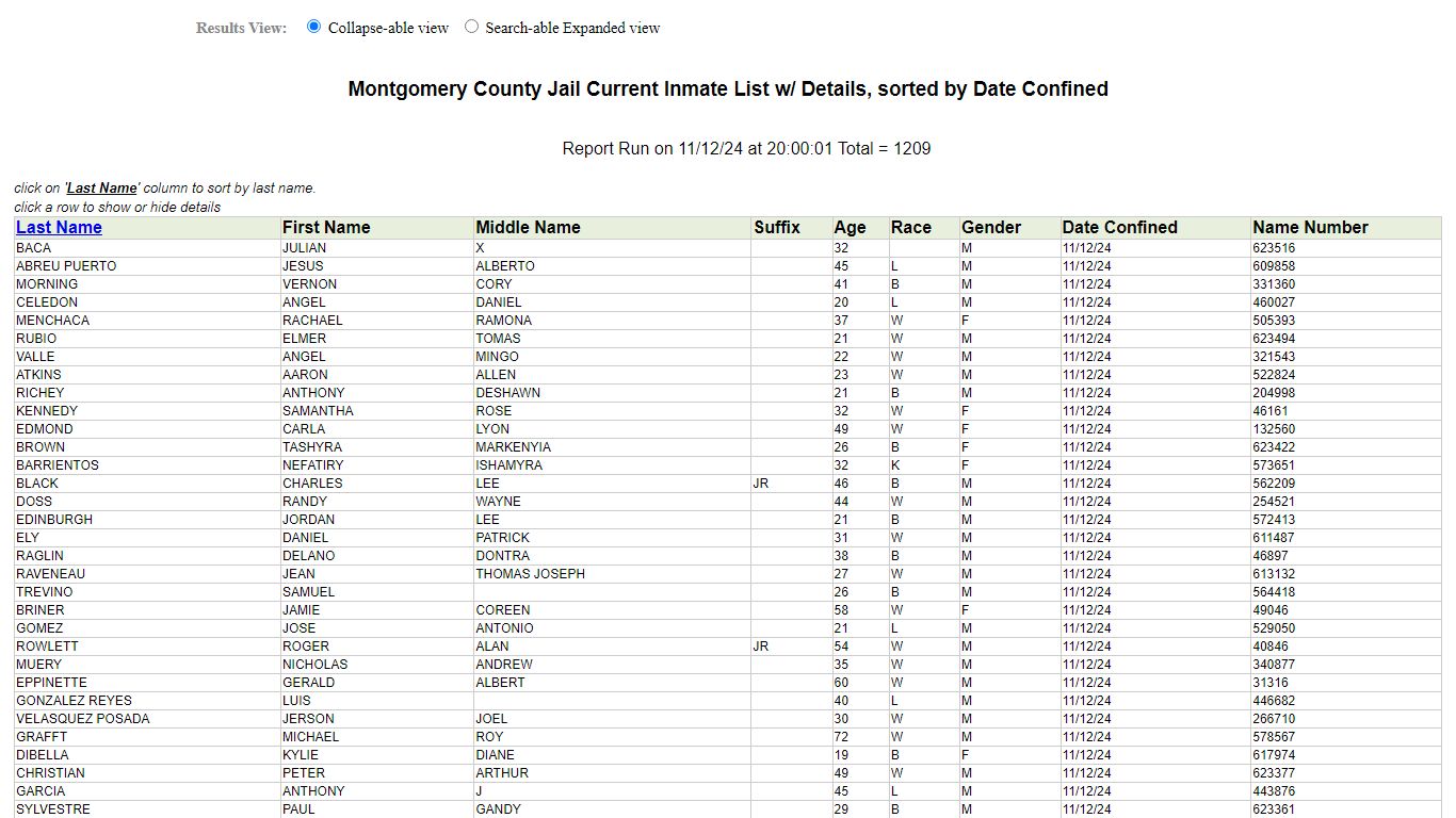 Montgomery County, Texas - Jail Roster