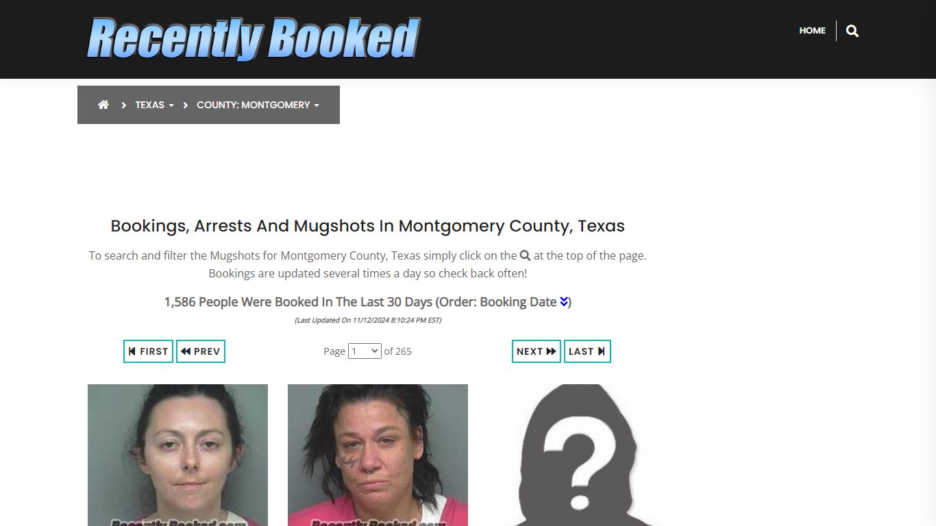 Bookings, Arrests and Mugshots in Montgomery County, Texas