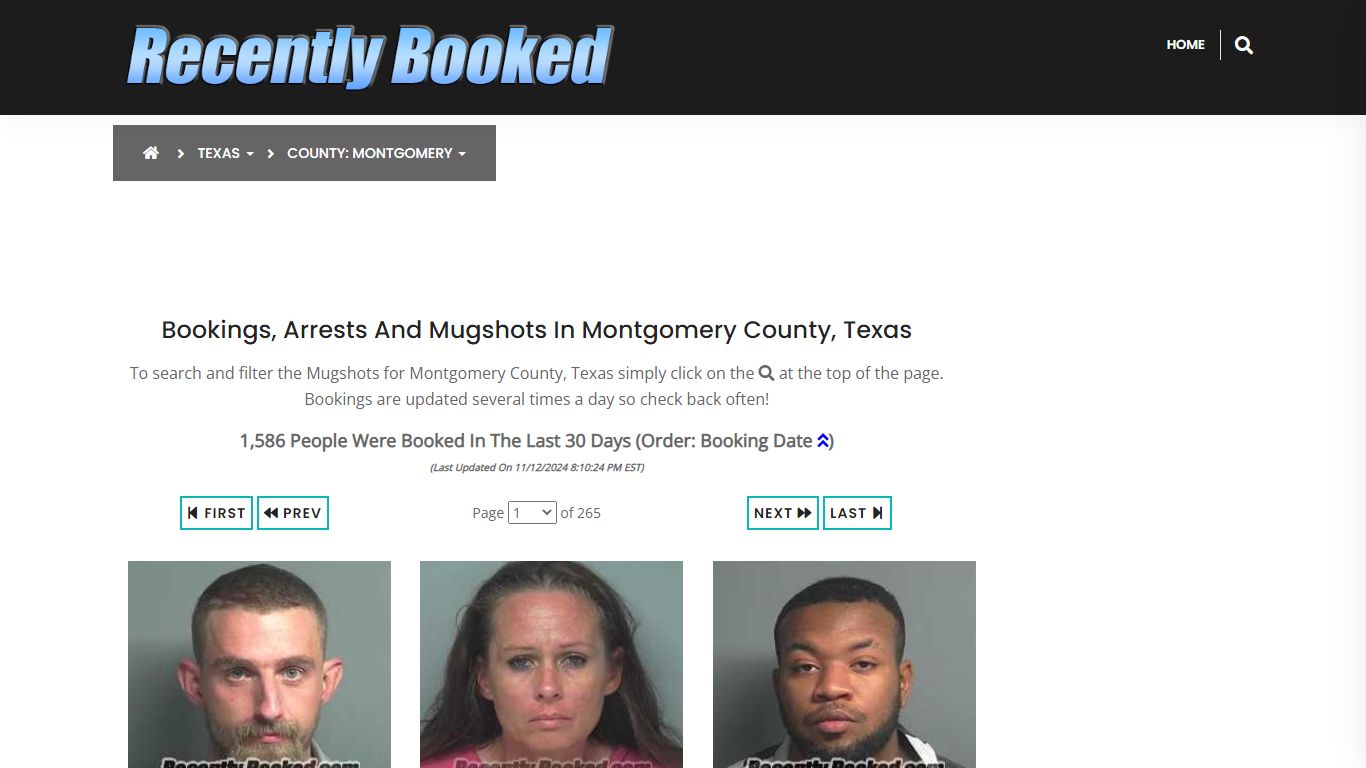 Bookings, Arrests and Mugshots in Montgomery County, Texas