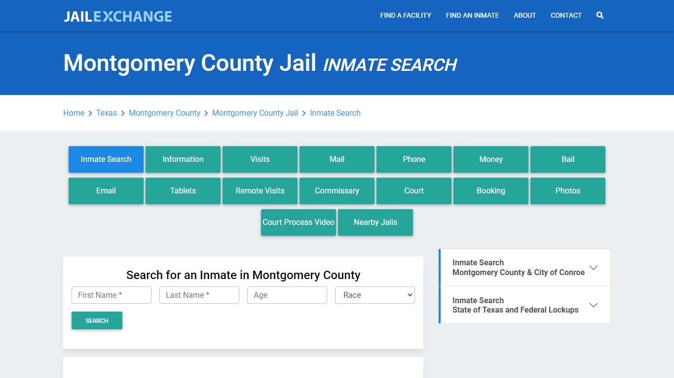 Montgomery County Jail, TX Inmate Search: Roster & Mugshots